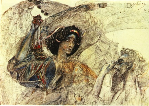 zombienormal:The Six-Winged Seraph from “The Prophet,“ (by Alexander Pushkin, 1905), Mikhail Vrubel,