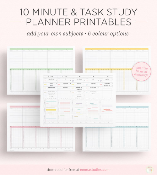 emmastudies: 10 minute and category/task planner!Here are a few printables aimed to both track your 