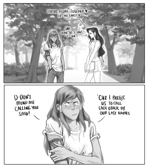 yvonnism:  A little continuation of this. Korra is still a little confused and in denial, so Asami needs to give her a kiss to make the last bit of her hetero go away. 