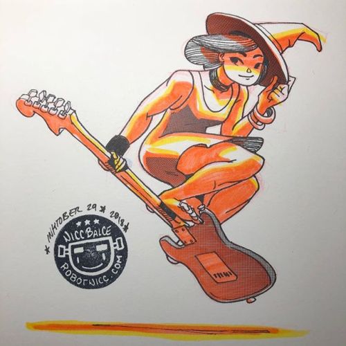 Inktober 29! Guitar witch. #guitar #stratocaster #witch #halloween #inktober