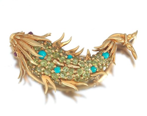 Peridot and Turquoise “Dauphin” Brooch Tiffany & Co. Jean Schlumberger