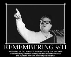 hyungjk:  On September 11th 1973, US-backed General Pinochet overthrew the democratically elected leader of Chile, Salvadore Allende. Pinochet ordered an air strike on the Presidential Palace, labor activists and famous folk guitarists were rounded up