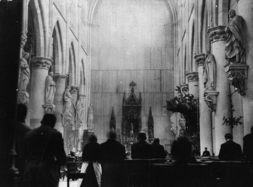 demons:The interior of the Mechelen Cathedral after being restored by the Germans.