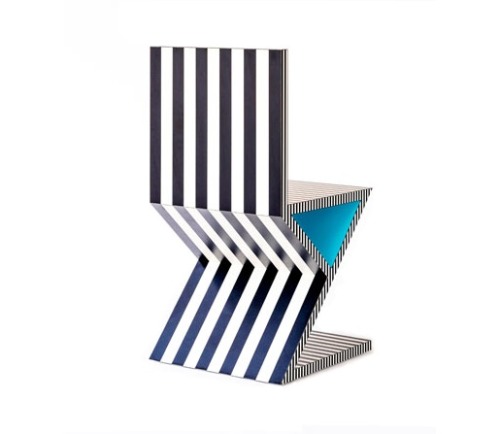 Kelly Behun, Chair, Bench &amp; Side Pair from Neo Laminati Collection, 2014. Memphis inspired. Via 