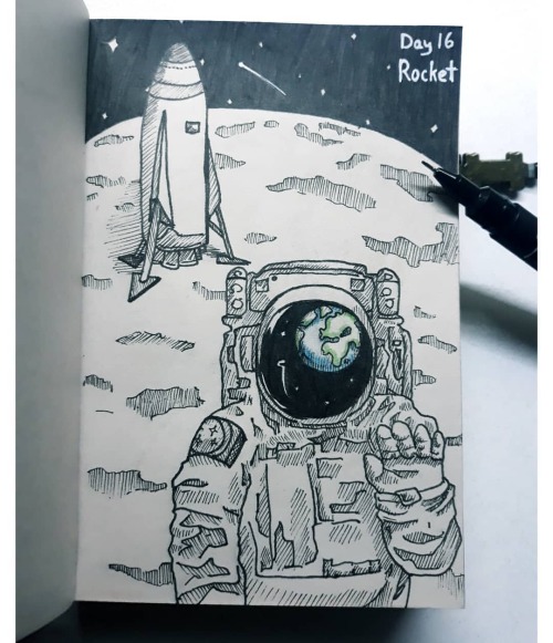 Inktober Day 16: RocketElton John’s Rocket Man was a great inspiration ❤ ~~~ #inktober #inkt