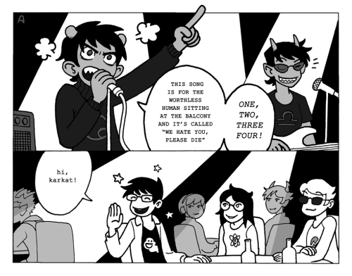 arianod: Karkat and the Boys. Yes, it’s a Scott Pilgrim-Homestuck crossover thing.