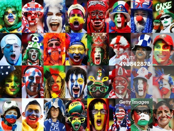gettyimages:  World Cup Brazil 2014 - Fans Of 32 Nations  This composite image shows