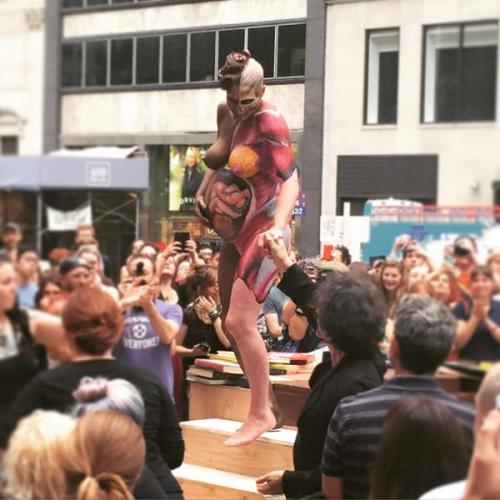 explore-blog:  Amanda Palmer, eight months pregnant and exquisitely painted, recreates Damien Hirst&