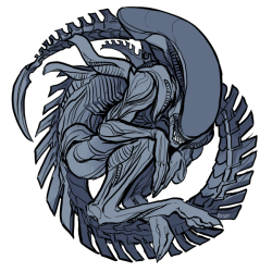 minibotdisco:  ive been drawing xenomorphs sleeping like cats all evening 