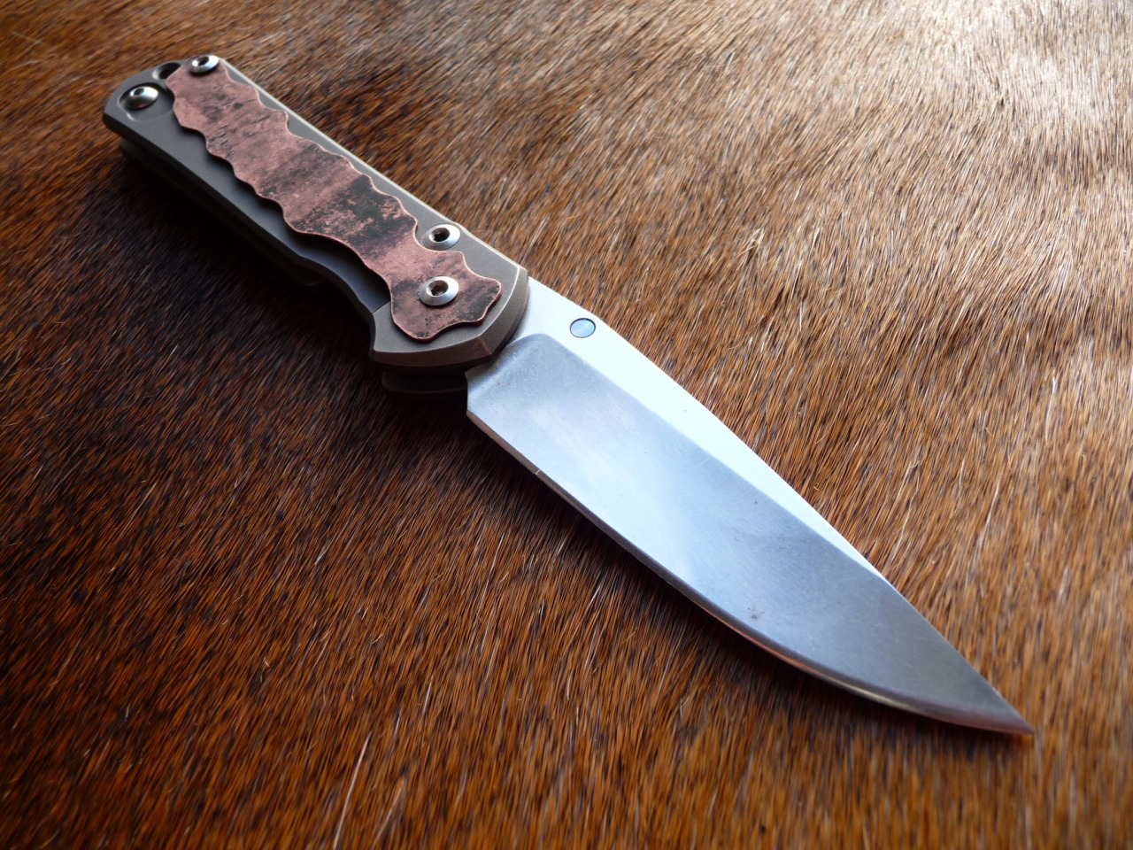 ru-titley-knives:   Steam punk Copper on-lay scales for Sebenza . I just heard this