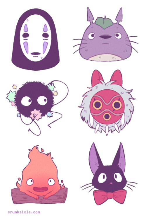 crumbsicle:Some little Ghibli faces. These will be stickers available on my Redbubble shop! These ar