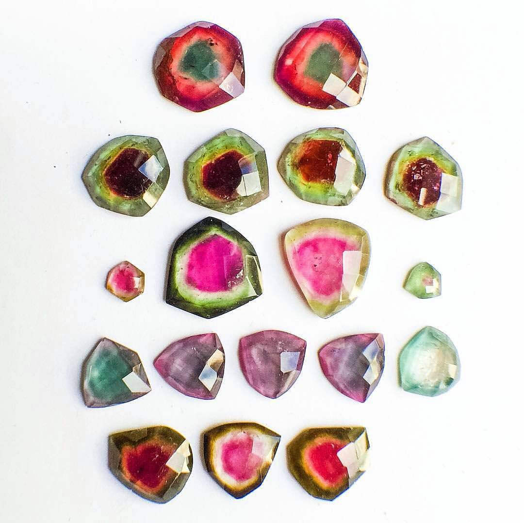 unearthedgemstones:  Watermelon tourmaline slices from @digbyandionahttp://unearthedgemstones.tumblr.com/
