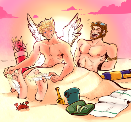 mirthiless:Anonymous commission for heartseekie var’ and poolparty graaaaves. Nice beach scene ye? I
