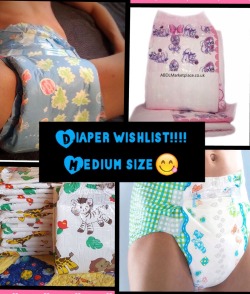 jerseyshorediaperchicks:  lilkittenbby:  My diaper wishlist!! Message me if you want to surprise me and help me be diapered 24/7!! My Amazon wishlist is also include