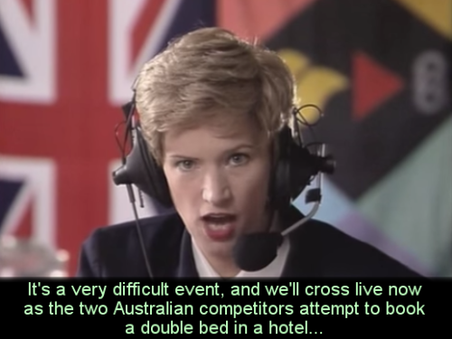 honestlytrulymaybe: glitterysouldinosaur: 1995 Gay Olympics sketch from the mid-1990s Australian com