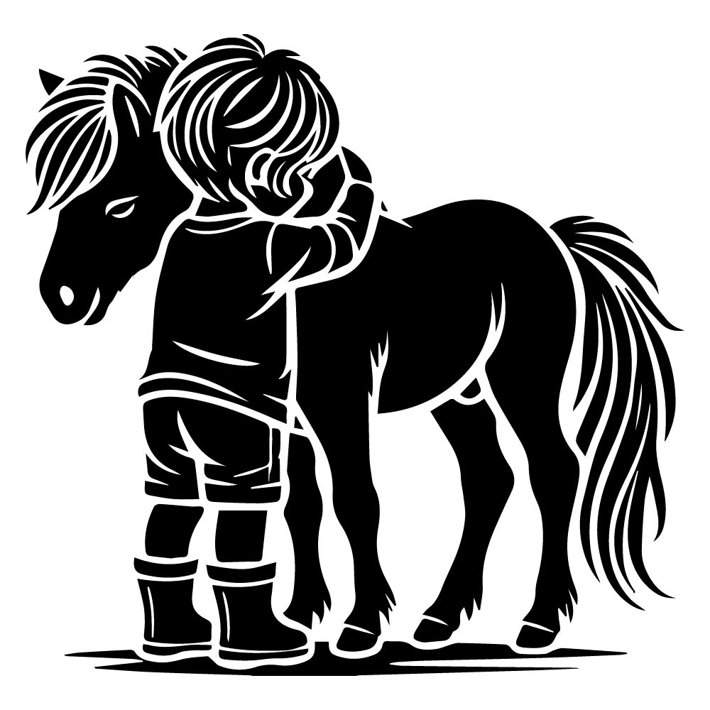 calf and boy's love vector art