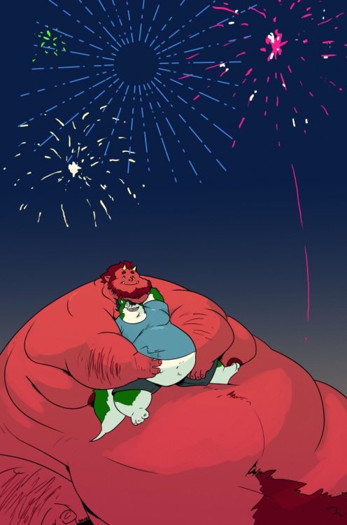 smandraws:    there’s something so so sweet about summer fireworks a commission for @Fattoid but featuring my bf @ChronisKip and me and i love it!  