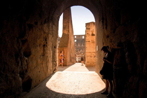 Indoor view of the Colosseum in Rome. Rome Tourist Map 