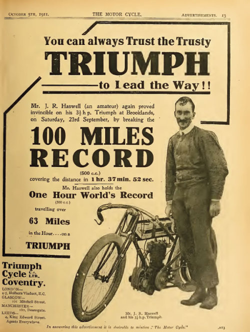 Triumph 100 Miles Record.