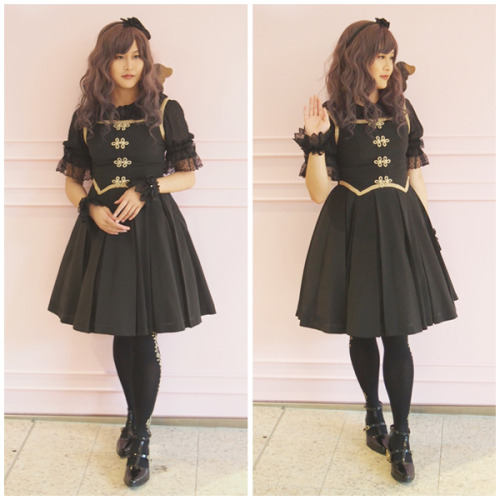 Wore lolita to eat eggs benedict <3IW Rose Lace Ribbon Headbow, Meta Braid Tuck Pinafore JSK, Bts