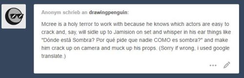 drawingpenguin:  I couldn’t get a proper translation to what you sent me, Anon, sorry…but nevertheless it’s funny bc Jamison doesn’t speak a lick of spanish XD; 