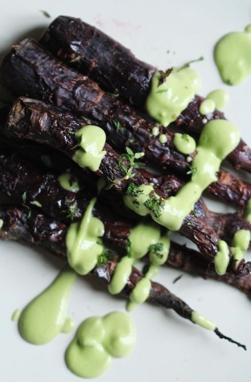 intensefoodcravings:Oven-Roasted Caramelised Carrots with Green Tahini Mint Sauce | Let It Be Cosy