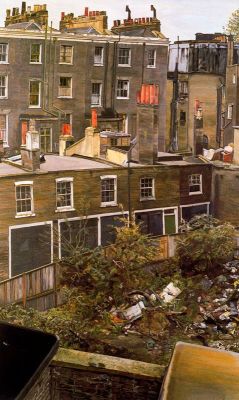 urgetocreate:   Lucien Freud, Wasteground with Houses, Paddington, 1972  
