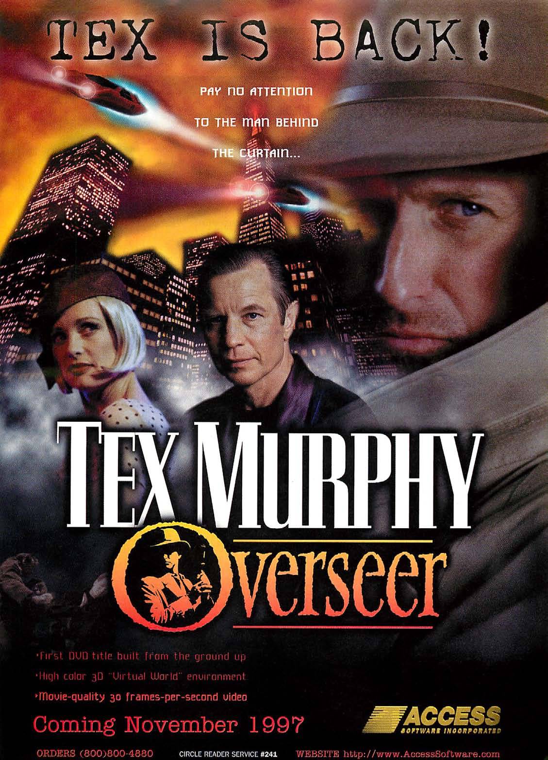 “Tex Murphy: Overseer”
• Computer Gaming World, October 1997 (#159)
• Scanned by CGW Museum
• Ah, I’m sure some of you remember the Tex Murphy adventure game series! Didja hear they’re making a new one? Complete with live-action cutscenes and green...