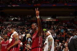 nba:  Chris Bosh #1 of the Miami Heat against the Utah Jazz on December 16, 2013 at American Airlines Arena in Miami, Florida. (Photo by Issac Baldizon/NBAE via Getty Images) 