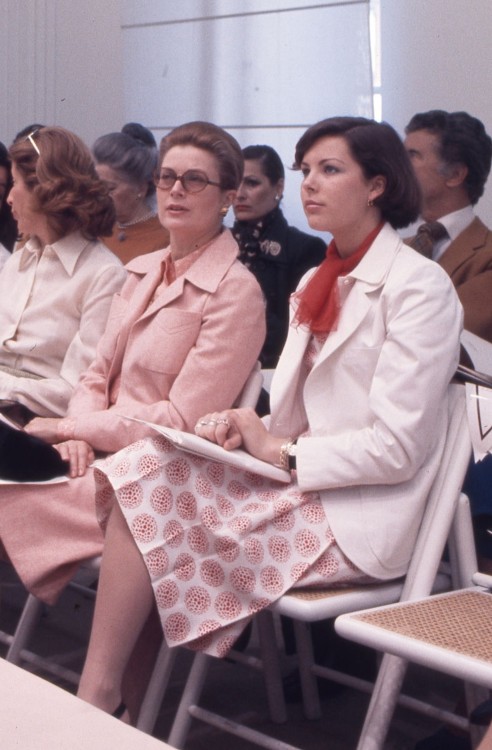 graceandfamily: Princess Grace with her daughter Caroline attend a fashion show by Valentino, in Rom