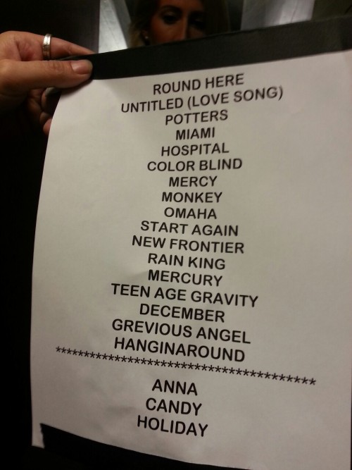 theyellowsnail:  Counting crows set list, Sydney Opera House 9/4/13