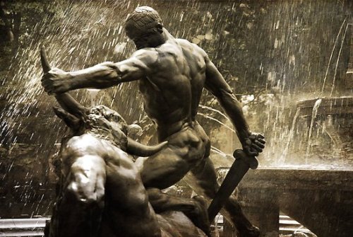 Theseus and the Minotaur fountain. Hyde Park Sydney, Australia.