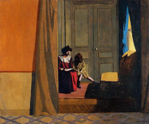 el-guia-del-laberinto: artist-vallotton: Woman Reading to a Little Girl by Felix Vallotton Size: 58x