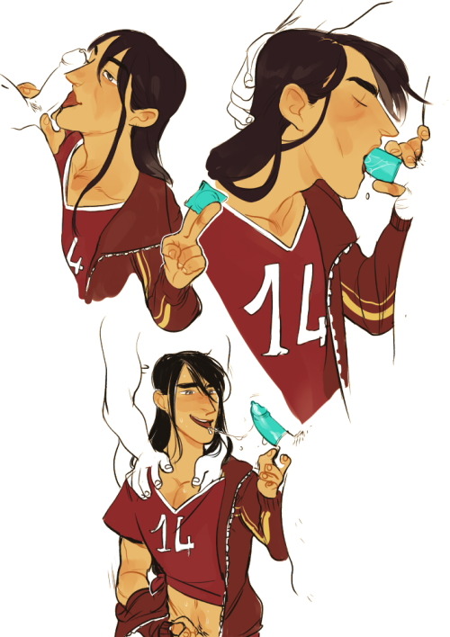 hoskky:  Yuri’s always responsible with suckin’ dicks in locker rooms; ten condoms in each pocket minimum. 