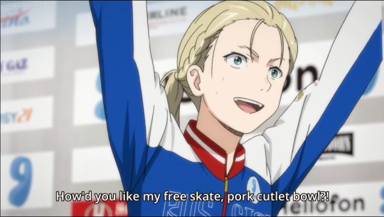 akaname-tanuma:   Honestly Yurio was so precious this episode??? His angry thing is seeming more and more like fun rivalry than hate. I mean. His reaction to his own great performance was    Excited and lighthearted, and though he did make a callout to
