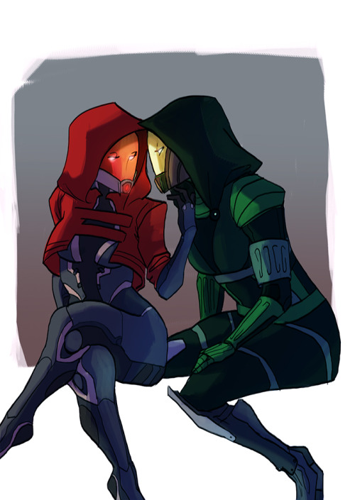 caboodledoodle: Commission for a friend over at MEU, his character Mel (right), and my quarian lady 
