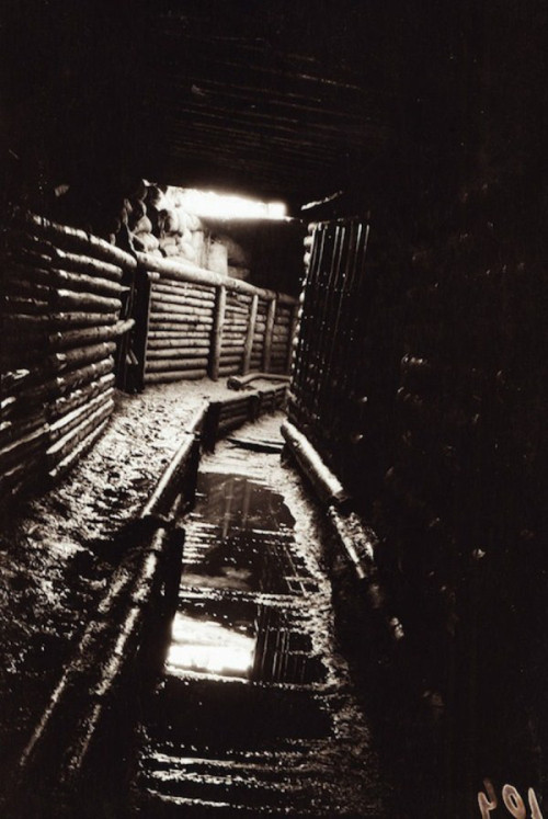 walkingwiththeblackdog: Inside a German World War 1 trench.