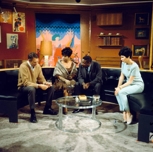 twixnmix: Ruby Dee and Dick Gregory on the set of the British television drama Armchair Theatre in 1966.