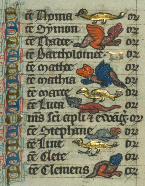 dragon litany book of hours, Flanders c. 1300-1310Baltimore, Walters Art Museum, W.37, fol. 128r