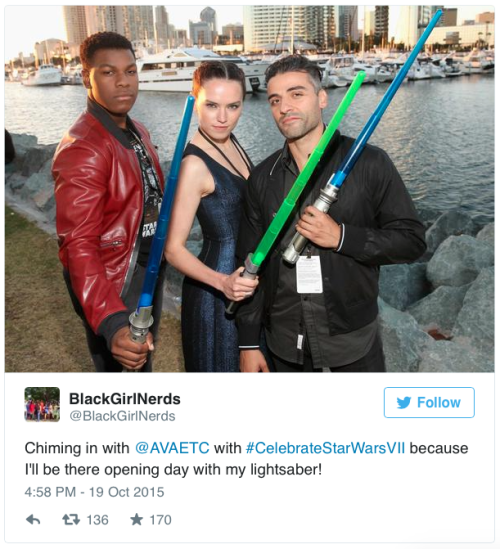 micdotcom:   Trolls launched #BoycottStarWarsVII claiming “white genocide.” Here’s how the Internet responded.  A small group of Twitter trolls took to social media Sunday night to lambast the new film for promoting what they call “anti-white