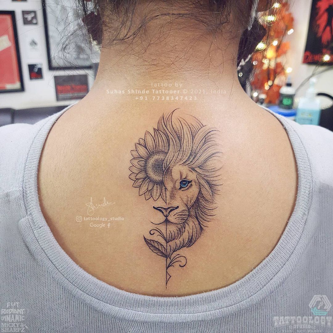 Tattoo Lion Sunflower quadril  YouTube