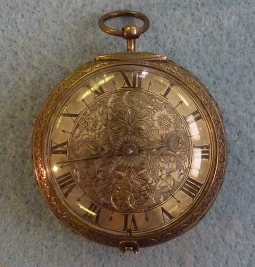 fishstickmonkey:Silver cased verge clock-watchMovement: Edward East (Southill, Bedfordshire 1602 - 1