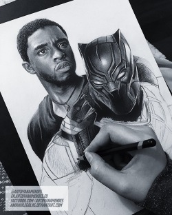 blackphoenix1977: artbyanamendes:  Some progress on my Black Panther drawing! Oh and…  Chadwick shared my drawing on Facebook, Twitter and Instagram! 🙏🏻  I’m allowed to freak out now, right? 😏  Amazing 