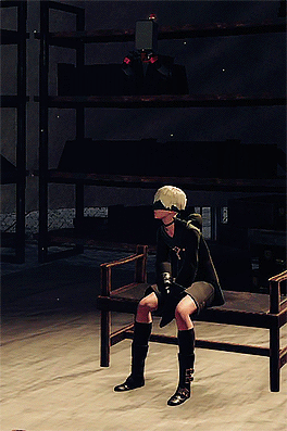 shuujaye:  9S listening to the jukebox   ♫♪  