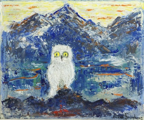 Owl    -     Håkan Brunberg Finnish, 1905–1978Oil on canvas, 39 x 46 cm (15,4 x 18,1 in)