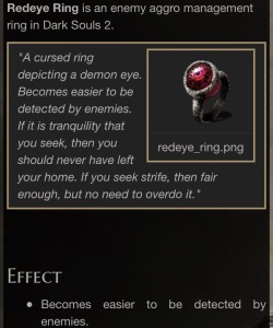 pondwitch:  ddestr0yedd:   pondwitch:  theres a ring in dark souls 2 that just gives you hell eyes and makes the game harder  Gamer eyes   