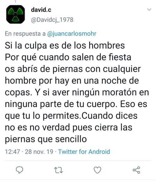   Machus analfabetus hispanicús, que además de justificar una violación, trata a las mujeres de putas y borrachas😡😡😡😡  