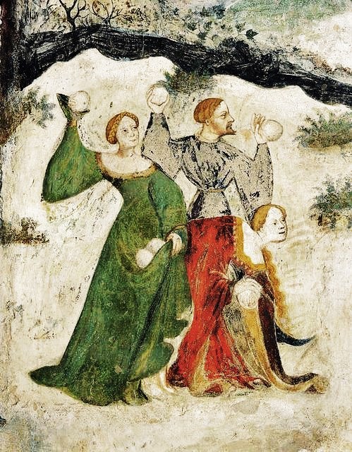 mademoisellelapiquante:  Fresco depicting January at Castello Buonconsiglio, Trento, Italy  c. 1405-