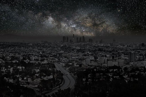 Darkened Cities (Villes Éteintes) by Thierry Cohen  Since 2010 Thierry Cohen has devoted himself to a single project – “Villes Éteintes” (Darkened Cities) – which depicts the major cities of the world as they would appear at night without light