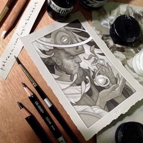 Work-in-progress: my original painting for last month&rsquo;s Patreon postcard print. #art #illu